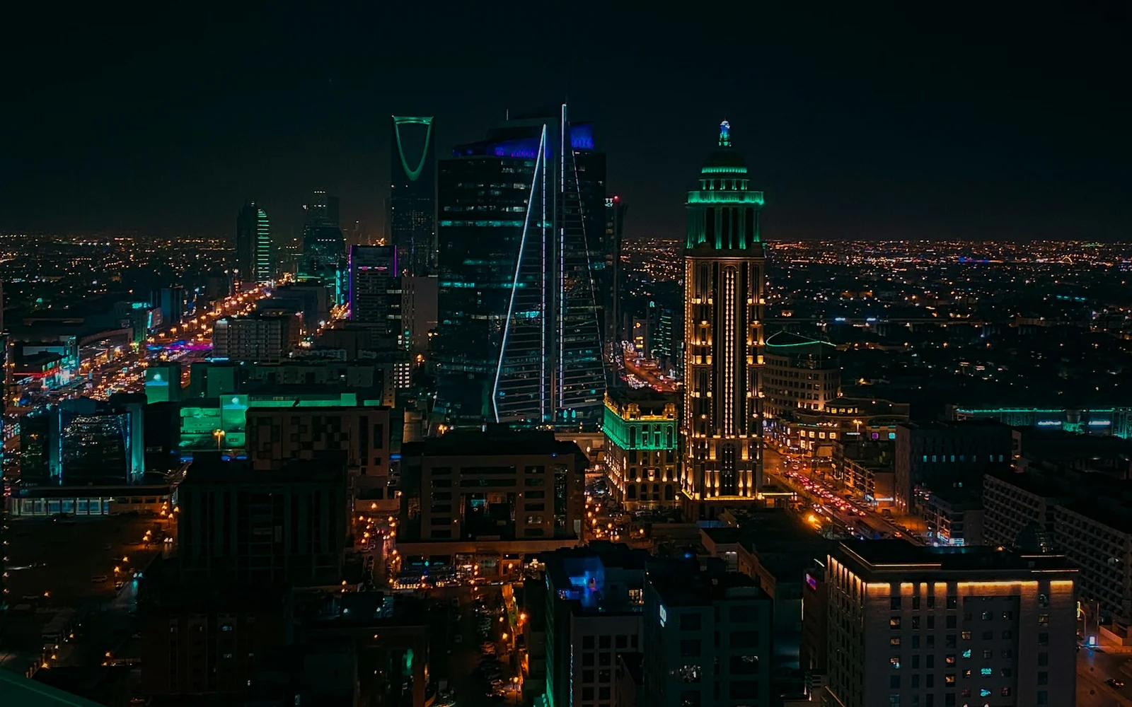An aerial view of Riyadh and its surrounding terrain